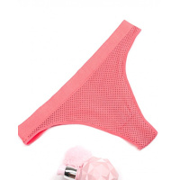 Коралловые трусики стринги в горошек