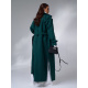 Темно-зеленое удлиненное пальто с боковыми разрезами