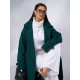 Темно-зеленое удлиненное пальто с боковыми разрезами