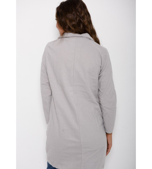 Сіре тонке видовжене пальто з потайними кишенями
