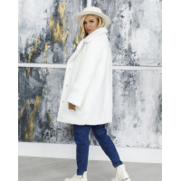 Белое шерстяное свободное пальто