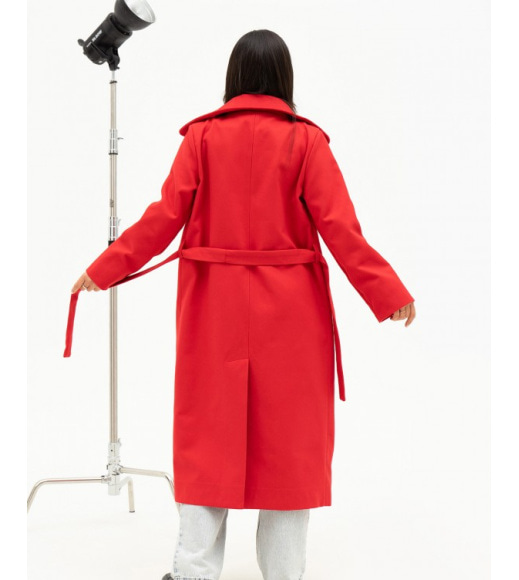 Червоне кашемірове пальто класичного крою