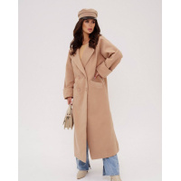Бежевое кашемировое пальто с разрезами