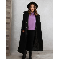 Черное удлиненное шерстяное пальто