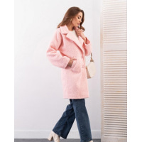 Пальто-кокон из однотонного розового букле