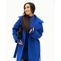Синее кашемировое пальто классического кроя