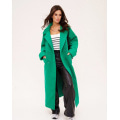 Зеленое кашемировое пальто с разрезами