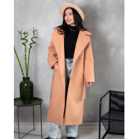 Бежевое классическое пальто с поясом