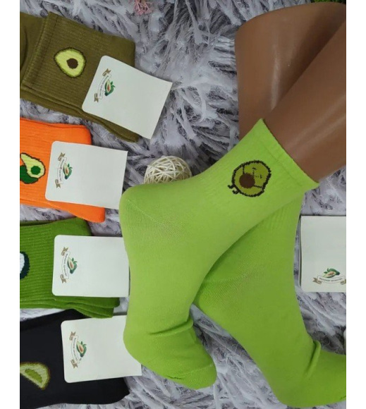 Коричневі високі шкарпетки декоровані авокадо