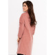 Розовое вельветовое демисезонное пальто в стиле оверсайз с круглыми отворотами воротника