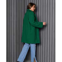 Пальто-кокон из однотонного зеленого букле