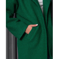 Пальто-кокон из однотонного зеленого букле