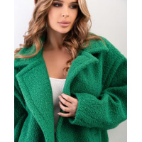 Свободное зеленое пальто из букле
