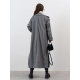 Серое пальто-кокон из кашемира в елочку