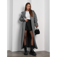 Серое длинное пальто на синтепоне