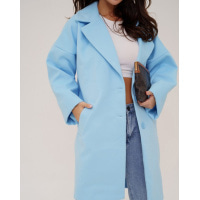 Голубое кашемировое пальто кокон