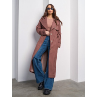 Коричневый вельветовый тренч с вставками