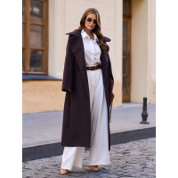 Темно-коричневое классическое пальто с поясом