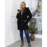 Черное свободное пальто из искусственного меха