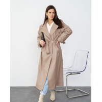 Бежевый тренч из эко-кожи