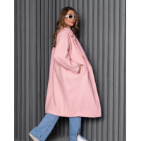 Свободное розовое пальто из букле