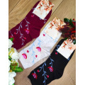 Чорні трикотажні шкарпетки з квітковим декором