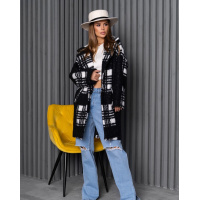 Черно-белое пальто-кокон из букле