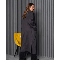 Темно-серое удлиненное пальто с разрезами