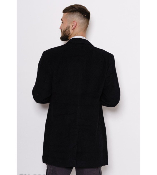 Черное демисезонное однобортное пальто прямого кроя