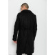 Чорне подовжене пальто прямого крою з клином ззаду