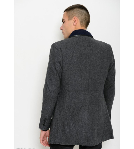 Темно-серое классическое пальто прямого кроя с многофункциональным воротником