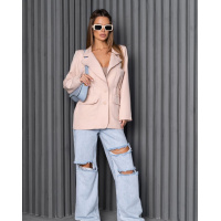 Бежевый приталенный пиджак с карманами