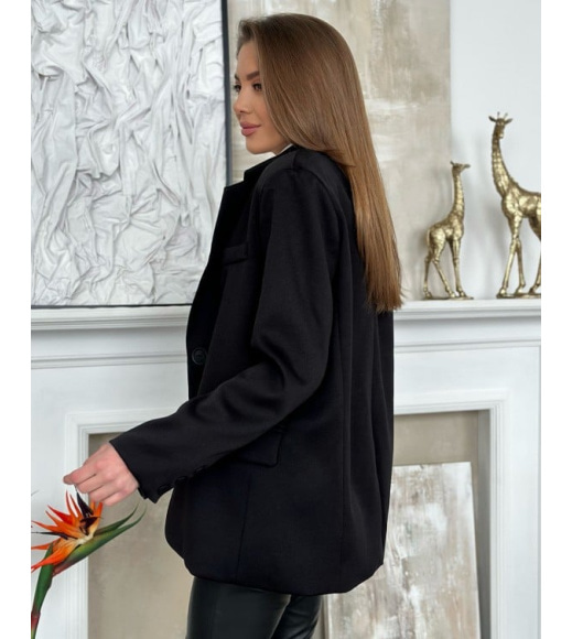 Черный классический пиджак с карманами