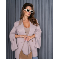 Шерстяной двубортный пиджак-кейп с вставкой