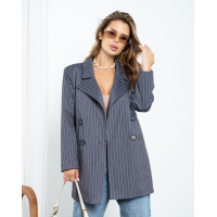 Полосатый удлиненный пиджак серого цвета