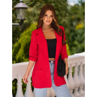 Свободный пиджак с карманами из красного льна