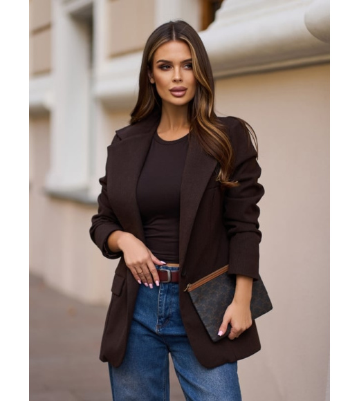 Темно-коричневый шерстяной пиджак классического кроя