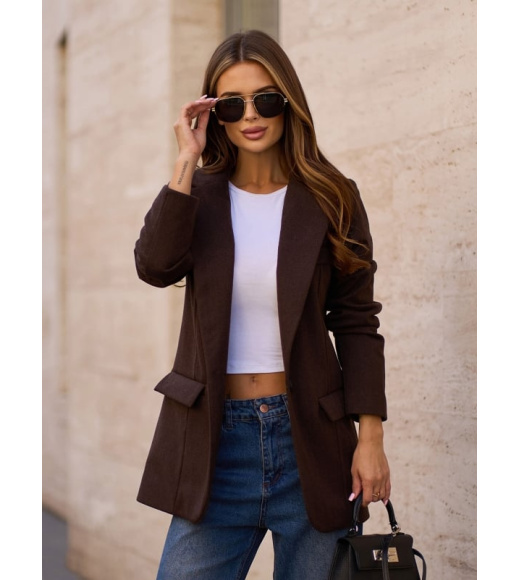 Темно-коричневый шерстяной пиджак классического кроя