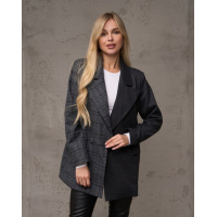 Серый шерстяной пиджак с клечатой вставкой