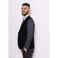 Серо-черный молодежный шерстяной пиджак с декоративными пуговицами