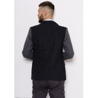 Черный комбинированный пиджак с полосатым принтом