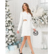 Біла сукня-тренч з вирізами та блискучим декором