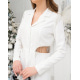 Белое платье-тренч с вырезами и блестящим декором