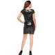 Серебристо-черное в пайетках мини-платье с короткими рукавами