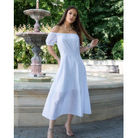 Ретро платье с разрезом из белой прошвы