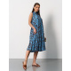 Бирюзово-коричневое хлопковое платье трапеция