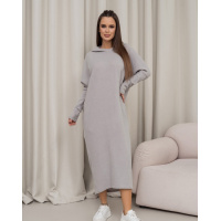 Серое платье летучая мышь с капюшоном