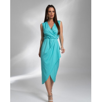 Мятное платье без рукавов кроя на запах