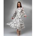 Біло-оливкова принтована сукня із шифону