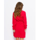 Красное вельветовое асимметричное платье-рубашка